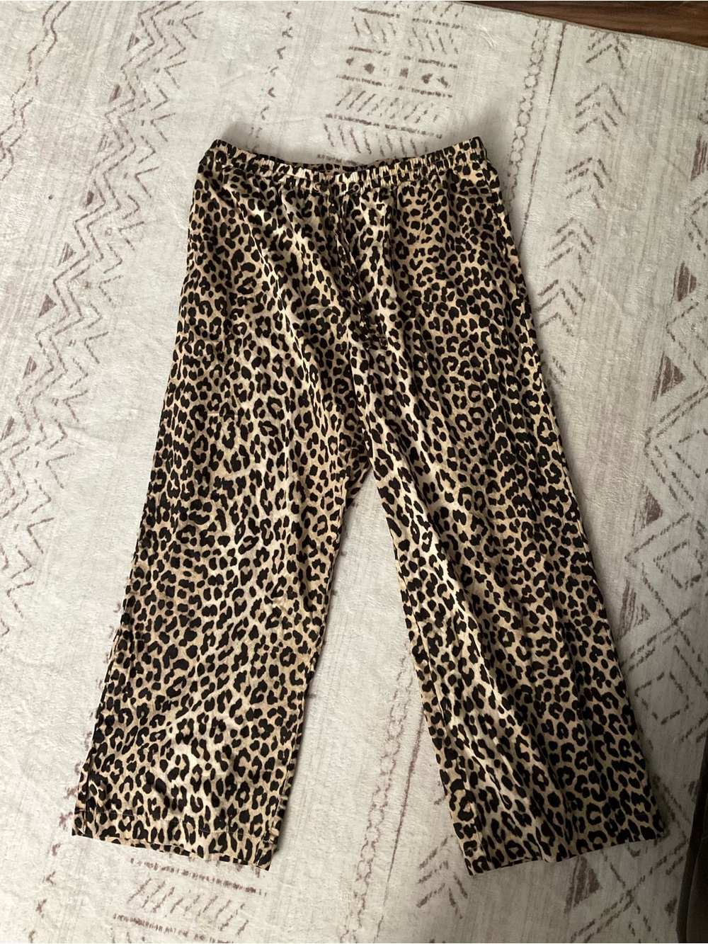 H&M Leopard Print Wide Leg Pants - Tan & Black